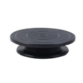 Black plastic rotating cake turntable with non-slip texture and circular base stand - 28cm (Large) / Black