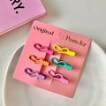 Set of 6 colorful heart-shaped macaron hair clips for girls on pink display card - Candy Color Heart