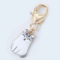 Detail view of a white enamel cat pendant with a gold heart and lobster clasp - 23mm*16mm*2mm 5g / Short White Cat