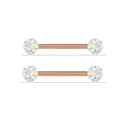Rose gold stainless steel nipple rings set with iridescent aurora borealis crystal balls - Rose Gold AB Rhinestone