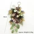 Christmas hanging decoration with pine cones and golden ornaments 44cm long - 44cm Pine Cone Pine Needle Hanging Branch