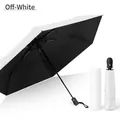 Automatic cream white folding umbrella with black UV coating and matching hard storage case - Off-White (Black Glue)