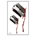 Halloween temporary tattoo sticker featuring bloody razor blade design model WS-K07 - WS-K07