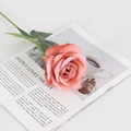 Artificial pink velvet rose stem placed on an open magazine for home floral decoration - Large Velvet Coffee