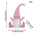 Gnome de Noël en bois rose avec étoile et paillettes, taille 13cm par 8,5cm - Rose