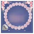 Pink crystal beaded heart pendant bracelet for sister with floral gift card - To My Sister / Rose Quartz