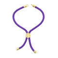 Adjustable purple braided rope bracelet featuring a golden tree of life metal charm - Bracelet: 13