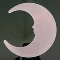 Luminous crescent moon wall sticker in pale pink with a carved facial silhouette profile - Large Moon/1 Piece Pack / 13cm/Glow / Pink