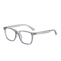 Occhiali a montatura quadrata grigio trasparente con lenti anti-luce blu e astine lisce - Montatura Grigia Trasparente Anti Luce Blu C12