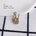 Macro shot of 7x16mm gold victory hand charm with white rhinestones for DIY jewelry - 7# (V Gesture)