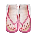Macro detail of 3D printed socks featuring pink flip-flops and red painted toenails - 20cm (Individual Package) / Rose Red
