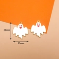 Cute white ghost Halloween charm with gold plating and drip oil finish, 28mm by 25mm size - 6# White Bat Ghost