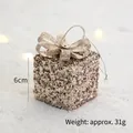 Golden 6cm Christmas gift box ornament with glitter sequins and champagne bow decoration - Champagne Gift Box
