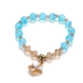 Blue crackle crystal beaded bracelet with champagne butterfly charm and gold accents - Butterfly Style / Blue