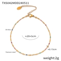 Cavigliera minimalista in acciaio titanio dorato con perline colorate e design a goccia - Cavigliera Color Oro