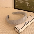 Grey velvet padded headband with knitted texture for a minimalist Korean style look - Light Gray
