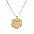 Elegante collana con ciondolo a cuore placcato oro con zircone e incisione MAMA - Decorazione a Nastro Cuore Micro-incastonato MAMA