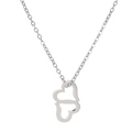 Minimalist double hollow heart pendant necklace in polished silver finish for women - Silver Double Heart (4574)