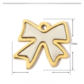 Detail view of 17mm stainless steel bow pendant showing dimensions and 2.4g weight - Gold & Silver Spliced Bow
