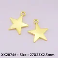 Star-shaped golden alloy pendant XK2074 for DIY jewelry making 27x23mm two pieces - XK2074# Gold