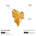 Detail showing dimensions and 5.8g weight of gold petal ring with white pearl - Leaf Pearl Style (NB-R24288)
