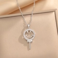 Collier sucette smiley en acier titane argenté avec détails en zircon et nœud - Collier Sourire Argenté / Argenté