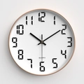 12-Zoll Wanduhr in Roségold mit weißem Zifferblatt und digitalen Zahlen - Weißes Zifferblatt Schwarze Buchstaben Roségold Rahmen