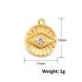 Detail showing a 13x11mm golden evil eye charm with zircon inlay on white background - A0189 (Small Simple Eye Round)