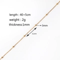 Detail specifications of 1mm gold satellite chain necklace with 3mm beads and 40+5cm length - O-Chain with Beads