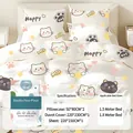 Disposable double travel bedding set with cute cartoon cat pattern and white soft fabric - Double 4-Piece Set / Printing