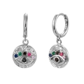 S925 Sterling Silber Böser Blick Ohrringe mit bunten Zirkonia Steinen für Damen - Silber