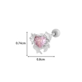 Pink heart zircon stud earring with silver thorn frame and screw ball back closure - Flame Pink Heart Style (7# Silver)