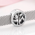 Silver mesh bracelet with tree of life charm and shimmering white zircon accents - Tree of Life (PP0065)