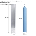 Vertical ribbed tall church pillar candle plastic mold 26.2cm for DIY aromatherapy making - Ribbed Church 3.5x25cm