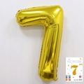 40-inch gold foil number 7 balloon with mirror metallic finish for party decoration - 40-inch Gold 7-piece Set With Paper Cards
