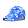 Blue tie-dye baseball cap with white star prints and a structured six-panel design - Blue