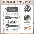Detail view of rustic kitchen wall decor with wooden plaques and durable hemp rope hanging - Black and White