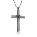 Retro grey matte cross pendant with 3mm stainless steel rope chain for men - 60CM / Antique Silver