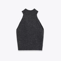 Women's dark gray knit halter neck sleeveless top featuring a chic high-collar design - S / Dark Gray