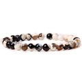 Polished 6mm natural purple agate beaded stretch bracelet for women with smooth finish - White Fire Agate