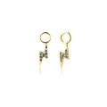 Eleganti orecchini a saetta in argento placcato oro con pietre di zircone lucide - Ciondolo Fulmine Blu / Blu (Ciondolo)
