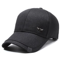 Classic black men's baseball cap with silver wing pin and Sport Fashion embroidery - Wing Badge Grey