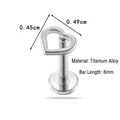 Titanium hol hart labret sieraad met 8mm staafje en een 0,45cm hartvormige top - Grote Hartversie (0.45cm x 0.49cm) / Zilver