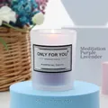 Purple lavender soy wax candle in frosted glass jar for meditation and relaxation - Frosted Purple - Meditation Lavender