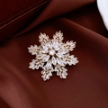 Exquisite 14k gold plated snowflake brooch with sparkling zircons on elegant brown silk - 67# Gold - Real Gold Plated