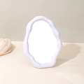 Nordic wavy cloud-shaped makeup mirror with a minimalist white irregular frame - Plastic White (Glossy)