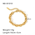 Goldenes Gliederkette Armband aus 18K vergoldetem Edelstahl mit Karabinerverschluss - Dicker Ineinandergreifender Ringketten-Stil (NB-B1010)