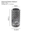 Diamond-patterned clear glass candle holder in medium size for romantic dining decor - Ice Pattern Medium