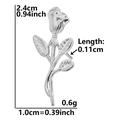 Detailed dimensions of 304 stainless steel rose flower stud earrings with size and weight info - Rose / Steel