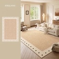 Waterproof vintage beige French style area rug with 3D geometric woven texture - Silence